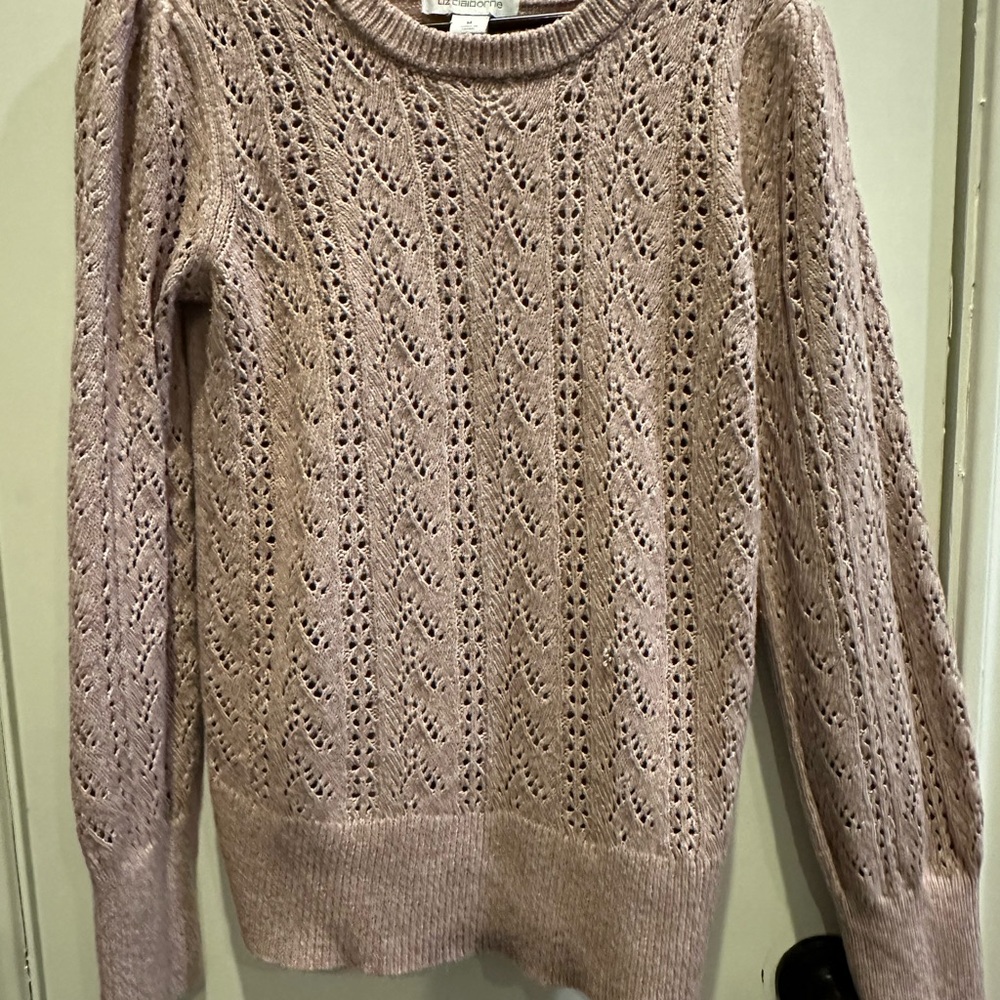 Liz Claiborne Lace Knit Sweater - Light Pink